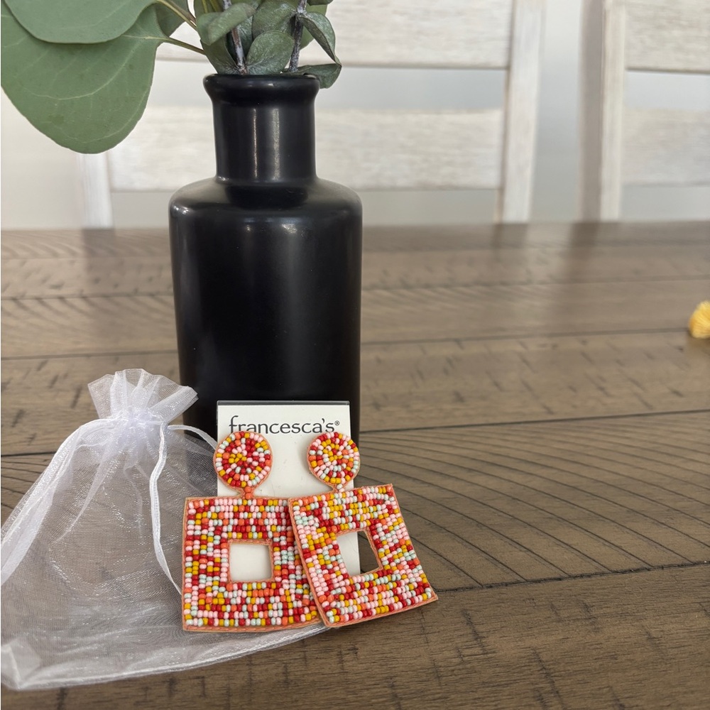 Francesca's Collections Red and Yellow Beaded Earrings